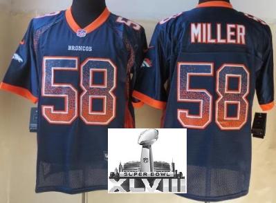 Nike Denver Broncos 58 Von Miller Blue Drift Fashion Elite 2014 Super Bowl XLVIII NFL Jerseys Cheap