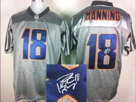 Nike Denver Broncos 18 Peyton Manning Grey Shadow Signed NFL Jerseys Cheap