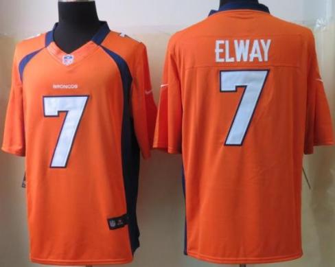 Nike Denver Broncos 7 John Elway Orange Limited NFL Jerseys Cheap