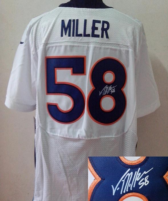 Nike Denver Broncos 58 Von Miller White Signed Elite Jerseys Cheap