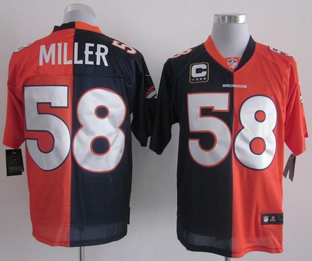 Nike Denver Broncos 58# Von Miller Blue Orange Split Elite NFL Jerseys Cheap