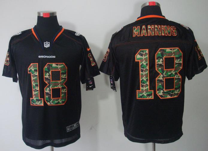 Nike Denver Broncos 18 Peyton Manning Black Camo Fashion Elite NFL Jerseys Camo Number Cheap