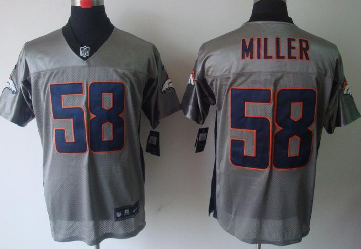 Nike Denver Broncos 58# Von Miller Grey Shadow Elite NFL Jerseys Cheap