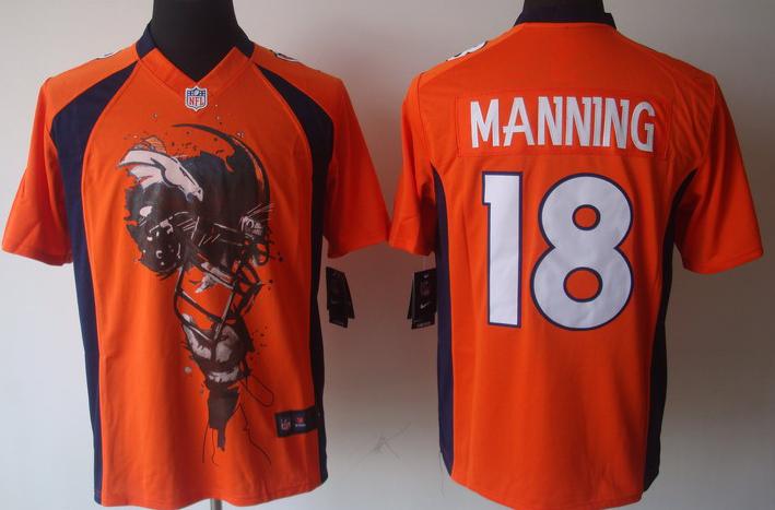 Nike Denver Broncos 18# Peyton Manning Orange Helmet Tri-Blend Limited NFL Jersey Cheap