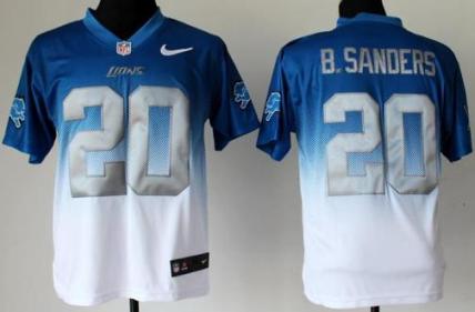 Nike Detroit Lions 20 Barry Sanders Blue White Drift Fashion II Elite NFL Jerseys Cheap