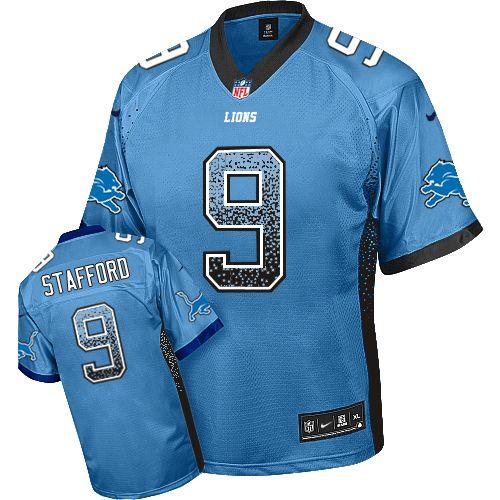 Nike Detroit Lions 9 Matthew Stafford Blue Drift Fashion Elite NFL Jerseys Cheap