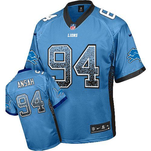 Nike Detroit Lions 94 Ziggy Ansah Blue Drift Fashion Elite NFL Jerseys Cheap