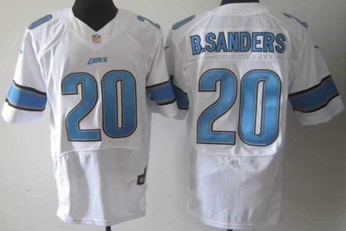 Nike Detroit Lions 20 B.Sanders White Elite NFL Jerseys Cheap