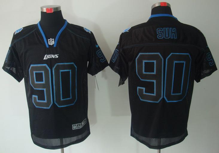 Nike Detroit Lions 90# Ndamukong Suh Lights Out Black NFL Jerseys Cheap