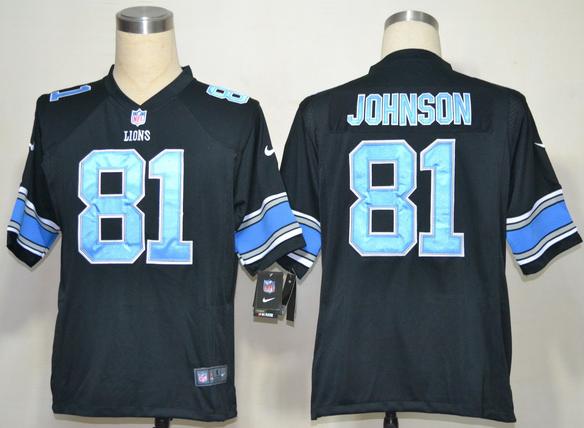 Nike Detroit Lions 81# Calvin Johnson Black Game NFL Jerseys Cheap