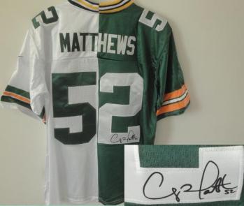 Nike Green Bay Packers 52 Clay Matthews Green White Split Elite Signed NFL Jerseys Cheap