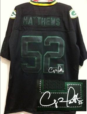 Nike Green Bay Packers 52 Clay Matthews Elite Light Out Black Signed NFL Jerseys Cheap