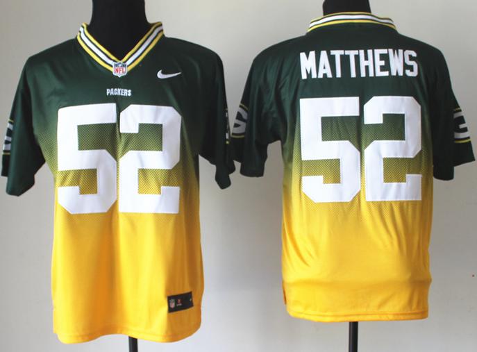 Nike Green Bay Packers 52 Clay Matthews Green Yellow Drift Fashion II Elite NFL Jerseys Cheap
