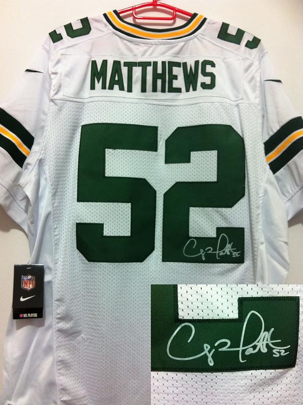 Nike Green Bay Packers #52 Clay Matthews White Signed Elite NFL Jerseys Cheap