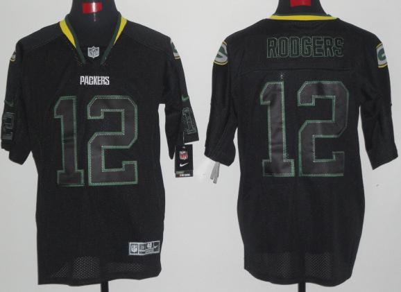 Nike Green Bay Packers 12 Aaron Rodgers Lights Out Black NFL Jerseys Cheap
