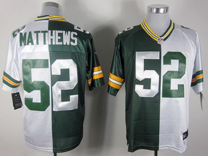 Nike Green Bay Packers #52 Clay Matthews Green White Split NFL Jerseys Cheap