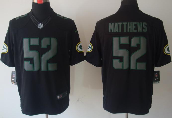 Nike Green Bay Packers #52 Clay Matthews Black Impact Game LIMITED NFL Jerseys Cheap