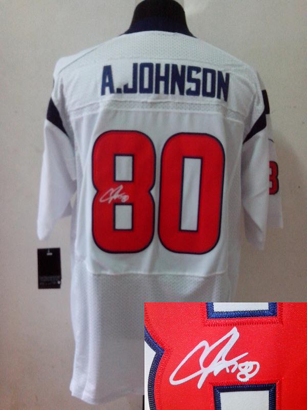 Nike Houston Texans #80 Andre Johnson White Signed Elite NFL Jerseys Cheap