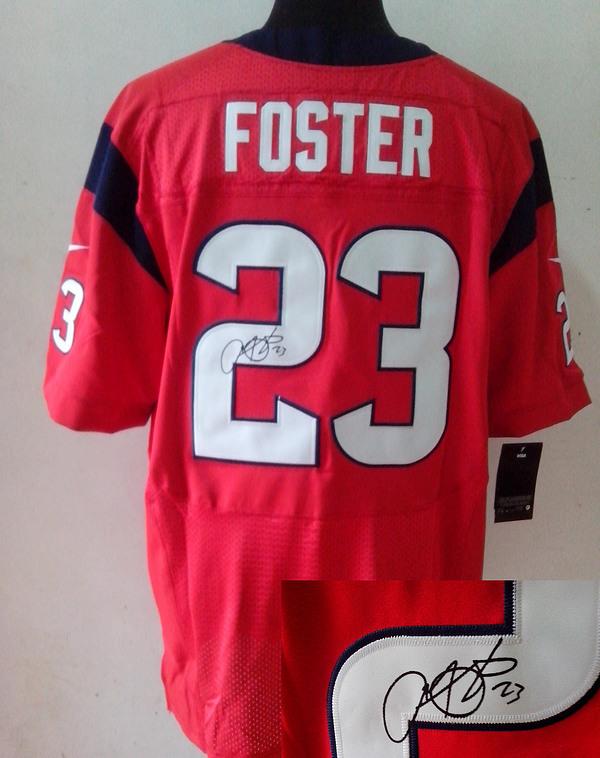Nike Houston Texans #23 Arian Foster Red Signed Elite NFL Jerseys Cheap