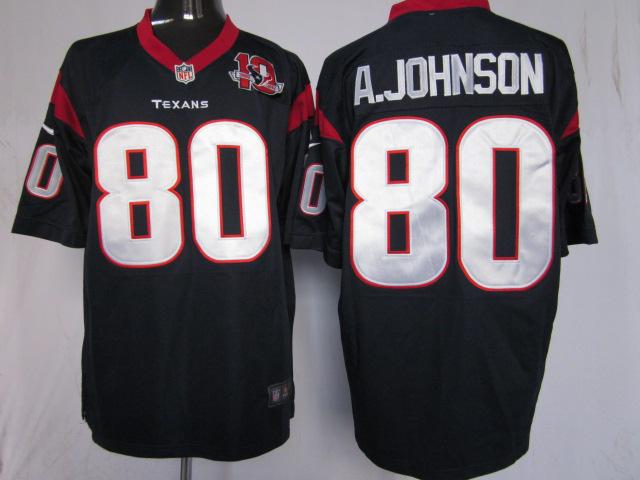 Nike Houston Texans #80 Andre Johnson Blue Game NFL Jerseys W 10th Patch Cheap