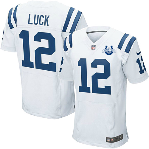 Nike Indianapolis Colts #12 Andrew Luck Elite White 30th Seasons Patch NFL Jerseys Cheap