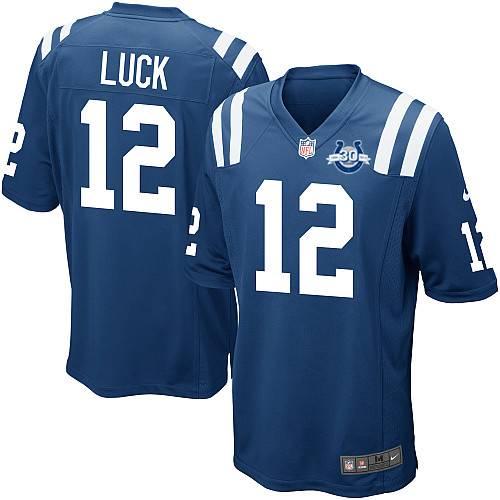 Nike Indianapolis Colts #12 Andrew Luck Game Blue 30th Seasons Patch NFL Jerseys Cheap
