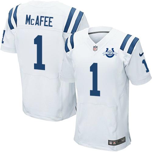 Nike Indianapolis Colts #1 Pat McAfee Elite White 30th Seasons Patch NFL Jerseys Cheap