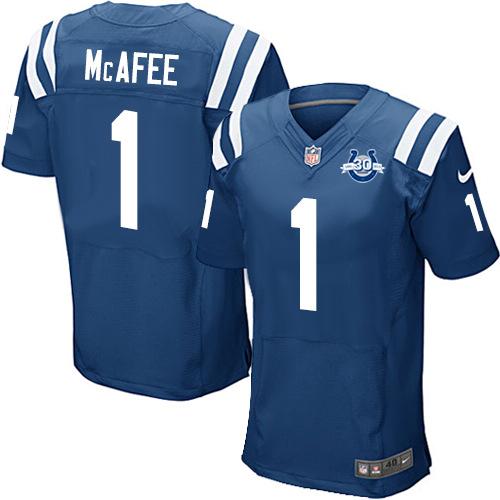 Nike Indianapolis Colts #1 Pat McAfee Elite Blue 30th Seasons Patch NFL Jerseys Cheap