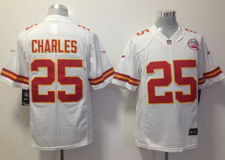 Nike Kansas City Chiefs 25# Jamaal Charles White Game LIMITED NFL Jerseys Cheap