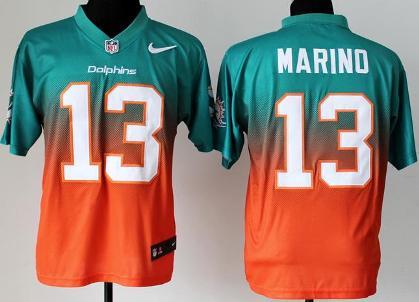 Nike Miami Dolphins 13 Dan Marinos Green Orange Drift Fashion II Elite Jerseys Cheap