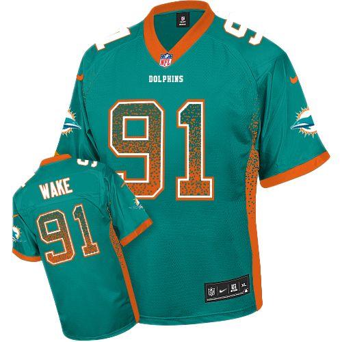 Nike Miami Dolphins 91 Cameron Wake Aqua Green Drift Fashion Elite NFL Jerseys Cheap