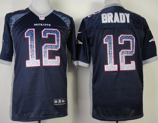 Nike New England Patriots 12 Tom Brady Blue Drift Fashion Elite NFL Jerseys Cheap
