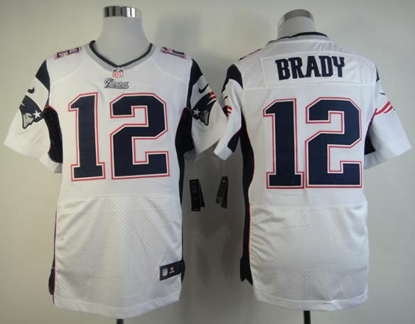 Nike New England Patriots 12 Tom Brady White Elite NFL Jersey Cheap