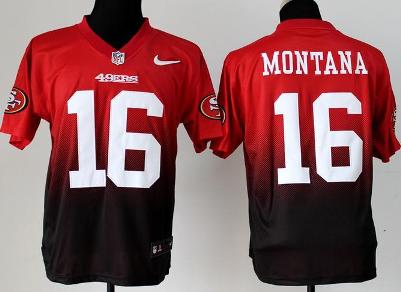 Nike San Francisco 49ers 16 Joe Montana Red Black Drift Fashion II Elite NFL Jerseys Cheap