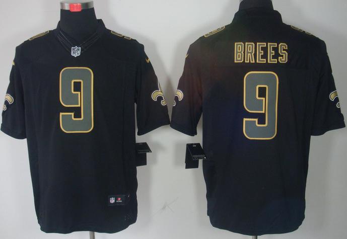 Nike New Orleans Saints 9 Drew Brees Black Impact Game LIMITED NFL Jerseys Cheap