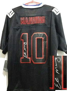 Nike New York Giants 10 Eli Manning Elite Light Out Black Signed NFL Jerseys Cheap