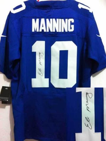 Nike New York Giants 10 Eli Manning Blue Signed Elite NFL Jerseys Cheap