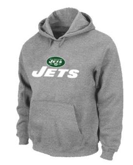 New York Jets Authentic Logo Pullover Hoodie Grey Cheap