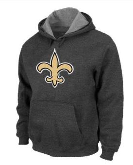 New Orleans Sains Logo Pullover Hoodie Dark Grey Cheap