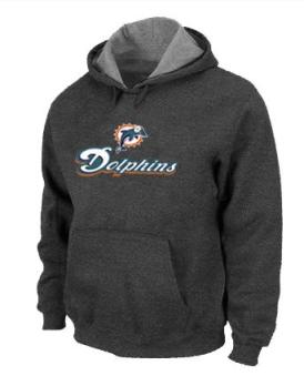 Miami Dolphins Authentic Logo Pullover Hoodie Dark Grey Cheap