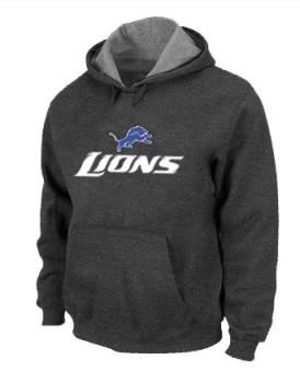Detroit Lions Authentic Logo Pullover Hoodie Dark Grey Cheap