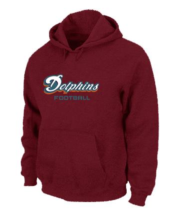 Miami Dolphins Authentic font Pullover NFL Hoodie Red Cheap