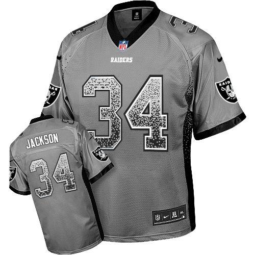 Nike Oakland Raiders 34 Bo Jackson Grey Drift Fashion Elite NFL Jerseys Cheap