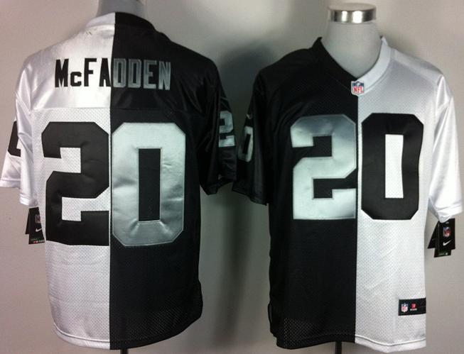 Nike Oakland Raiders 20 Darren McFadden White-Black Split Elite NFL Jerseys Cheap