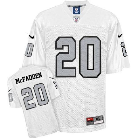 Nike Oakland Raiders #20 Darren McFadden White Silver Number Nike NFL Jerseys Cheap