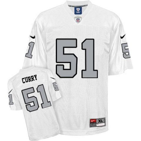 Nike Oakland Raiders #51 Aaron Curry White Silver Number Nike NFL Jerseys Cheap