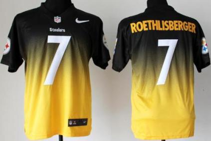 Nike Pittsburgh Steelers 7 Ben Roethlisberger Black Gold Drift Fashion II Elite NFL Jerseys Cheap