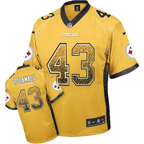 Nike Pittsburgh Steelers 43 Troy Polamalu Gold Drift Fashion Elite NFL Jerseys Cheap