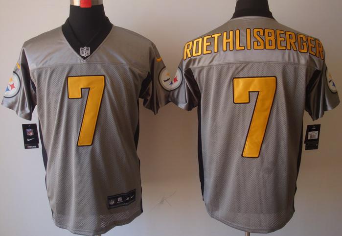 Nike Pittsburgh Steelers #7 Ben Roethlisberger Grey Shadow Elite NFL Jerseys Cheap