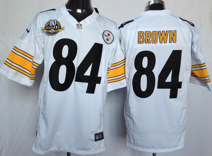 Nike Pittsburgh Steelers #84 Antonio Brown White Game NFL Jerseys W 80th Patch Cheap